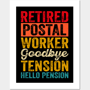 Retired Postal Worker Goodbye Tension Hello Pension T shirt For Women T-Shirt Posters and Art